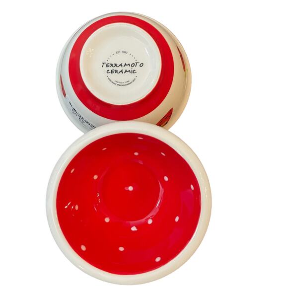 Terramoto Summer Strawberry Ceramic Dessert Prep Bowl Set of 2 NEW - Picture 3 of 9